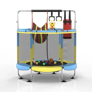 5Ft Leisure Trampoline with Adjustable Gymnastics Pole Indoor & Outdoor Use Safety Fence Gymnastics Circle for Kids