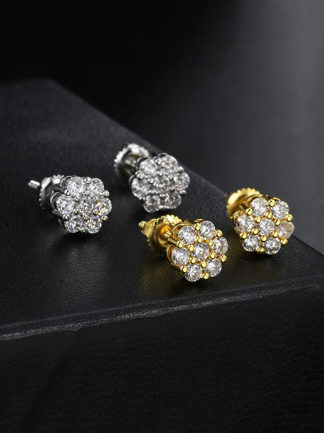 Flower Design Earrings, Statement Earrings, Studs Earrings, Fashionable Rhinestone Decorated Bling Earrings for Women & Men, Trendy All-match & Exquisite Jewelry Fashion Accessory for Birthday Gift, Sparkling Ear Jewelry, Earrings Set