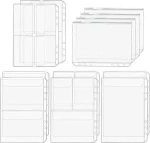 Premium A5 6-Hole Binder Zipper Folders - 12PCS Binder Inserts, Document Filing Bags for 6-Ring Loose Leaf Notebooks