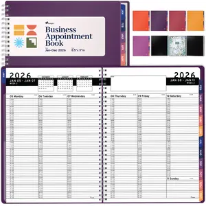 Appointment Book & Planner - Ensight 8.5x11 in, Large Tabbed Daily Hourly Weekly Planner, Schedule Book 15-Min Slots, Jan 2026 - Dec 2026 - Purple