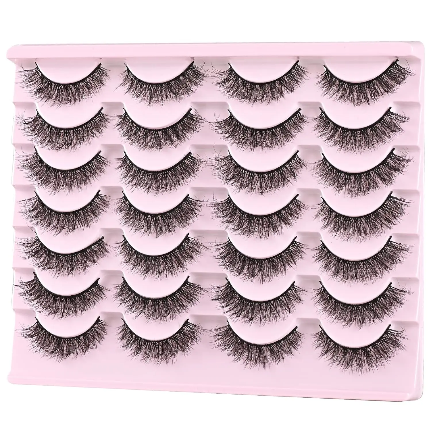 14 Pairs Short Faux Mink False Eyelashes, Natural Wispy Cat Eye Strip Lashes, Fluffy Lightweight Reusable Lashes For Beginners, Daily Makeup & Mua