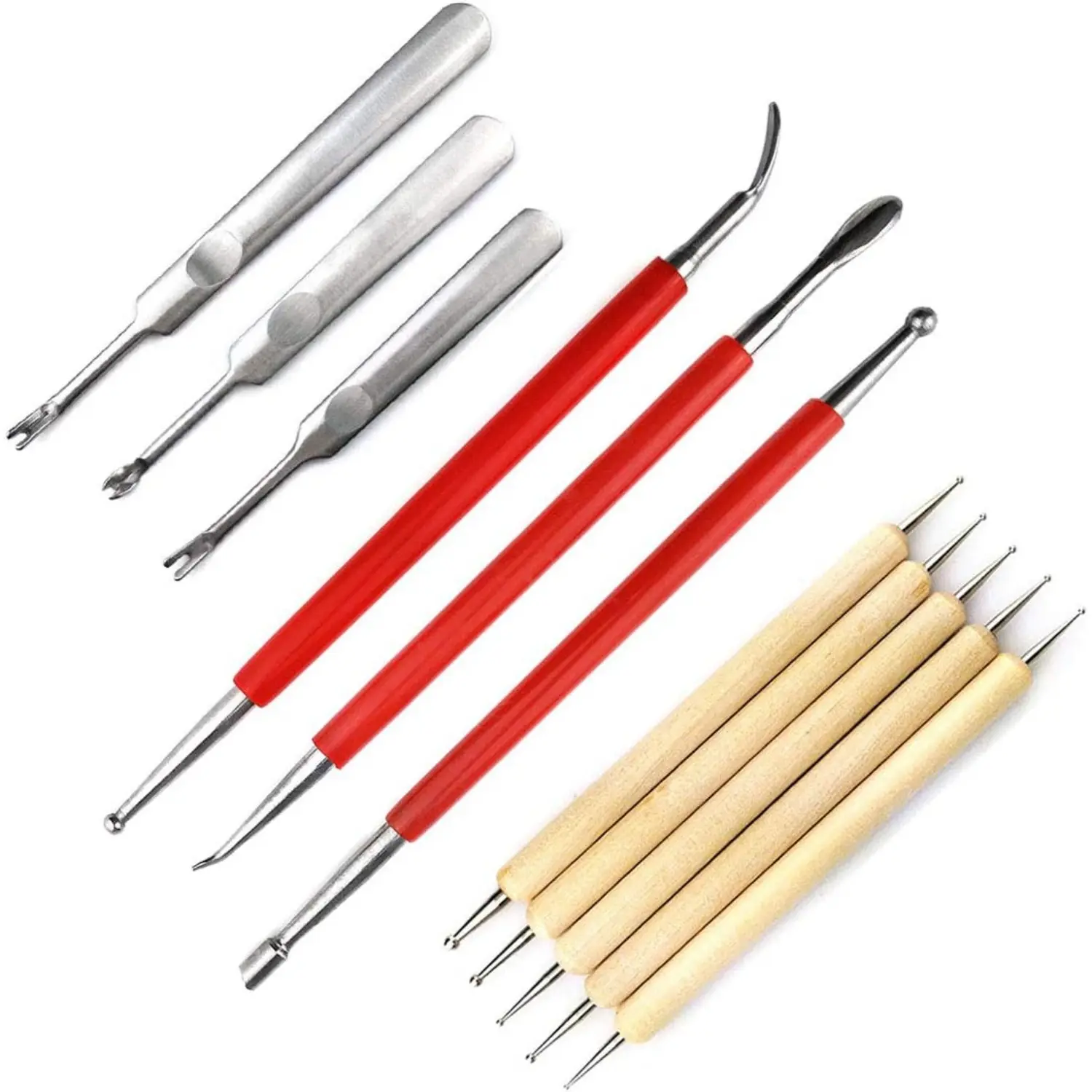 Pack of 11 Leather Craft Carving Modelling Tool Grooving Tool, Embossing Spoon Stylus Tool for Leather Press Rub/Edge Skiving