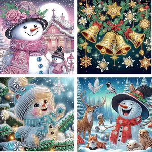 4PCS 30x30cm Christmas 5D DIY Special Shape Crystal Partial Diamond Painting Kit