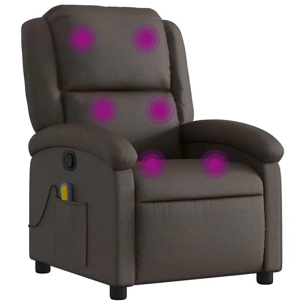 vidaXL Massage Recliner Chair, Reclining Armchair for Elderly, Wingback Push Chair for Home Theater Cinema, Modern Style, Dark Brown Real Leather 371794