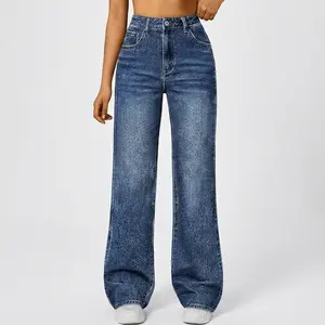 AUTOMET Women's High-Waisted Glitter Flare Jeans, Basic All Seasons Streetwear Denim with Pockets