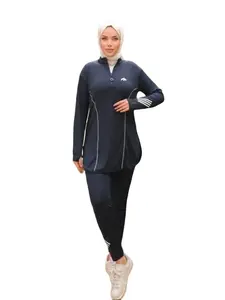 Sportwear Set for Gym - High-Quality Navy Blue Tracksuit with Zipper Details & Comfortable Fit -   طقم رياضي عالي الجودة للجيم