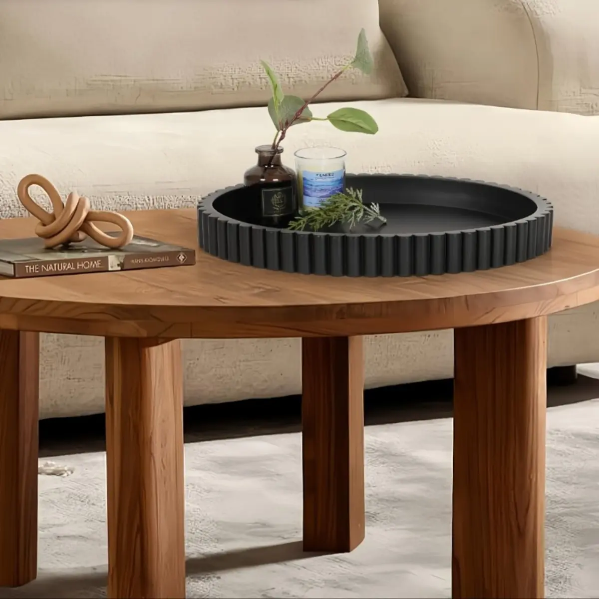 Round Silicone Decorative Tray, Modern Minimalist Coffee Table Centerpiece, Home Fragrance Display, Desktop Storage, Fashionable Decoration