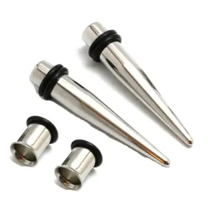 Unisex 5/8" 16mm PAIR Steel Tapers AND Tunnels Ear Stretching Kit High Quality 316L Surgical Steel with O-rings