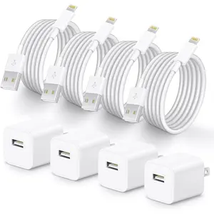 4-Pack 6Ft USB to Lightning Cable Quick Fast Charging Cord USB Wall Chargers Power Adapter for i Phone 14/13/12/11/X/8 Plus/XR/XS Max/SE/i Pad