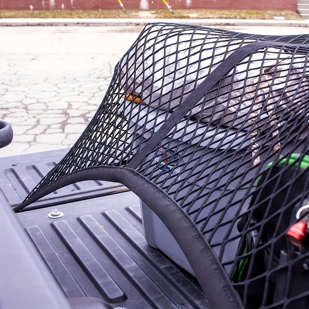 Truck bed net, high-elasticity cargo net for pickup truck lathes, stretchable mesh organizer for pickup truck trunk beds, suitable for daily light loading of trucks