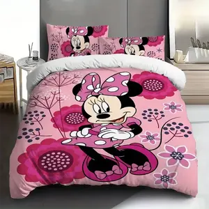 DISNEY CLASSIC MINNIE MOUSE 3PCS BEDDING SET - 3PCS DUVET COVER SET (1*DUVET COVER + 2*PILLOWCASE, NO CORE), SOFT AND COMFORTABLE, SUITABLE FOR HOME BEDROOM, GUEST ROOM