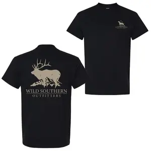 Wild Southern Outfitters Men's & Women's Cotton Fitted Round Neck Short Sleeve Hunting Elk T-shirt - 2-sided Graphic, Everyday Outdoor Casual Wear for Nature Fans - KitchenEra