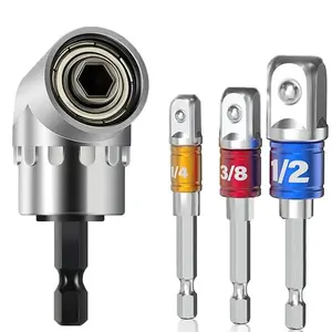 Sockets Adapter with 3 Counts Hex Shank Drill Multi Nut Driver Bit Set, 105-Degree Right Angle Driver, Extension Screwdriver Drill Attachment