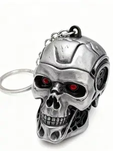 Terminator Skull  Keychain Zinc Alloy Key Ring with Red Eyes Retro Lightweight Durable Unisex for  Keys Durable Sturdy Bold Design Universal Compatibility car