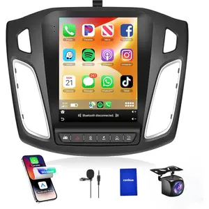 RIMOODY 9.7 Inch Android 15 Car Video Player Radio for Ford Focus 2012-2018, with Carplay, Android Auto, GPS Navigation, WiFi Mirror Link, Bluetooth, FM, RCA, USB, SWC, Head Unit, Microphone & Backup Camera fathersdaygift