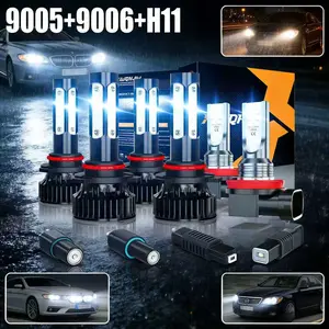 Professional Grade 6pcs LED Headlight & Fog Light Bulb Combo 6000-6500K Super Bright White Light Fit for Most Cars SUV Trucks Easy Installation No Battery Needed