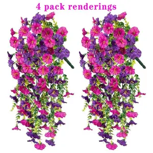 6 Color Simulation Flower Vine Set - 2 Bundles of Fake Petunia Vine Home Decoration / Wedding Decoration / Patio Landscaping / Wall Hanging Holiday Gifts Decorative Fruit flower bouquets room decor for girls room decor for men