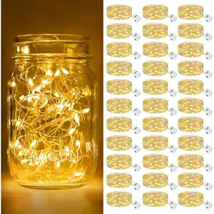 30-Pack LED fairy lights, battery powered, silver wire, 20 LED lamp beads, 6.5-foot flashing firefly star and moon string lights, suitable for DIY, weddings, parties, bedrooms, gardens, Christmas, Valentine's Day, warm white light