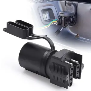 2-in-1 Trailer Light Adapter, 7 Way Round to 4 Pin & 5 Pin Flat Blade Plug, Heavy-Duty Tow Hitch Connector for RV Truck Boat Trailer Wiring Harness