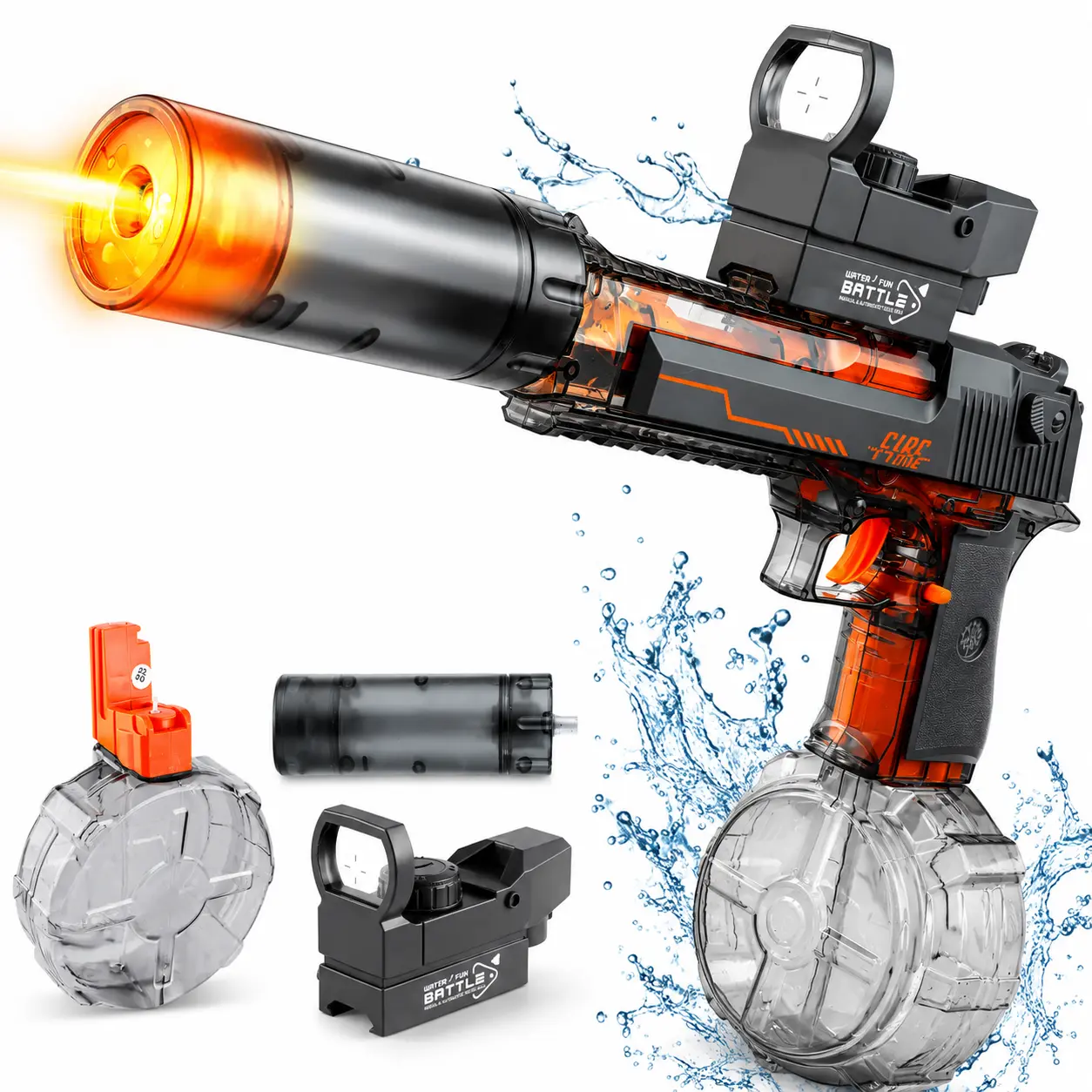 Automatic Water Blaster for Kids Rechargeable Electric Water Spray Toy with Light-Up Muzzle and Vibration Outdoor Summer Pool Party Toy