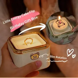 Automatic flip surprise gift box with rounded corners, teddy bear cake, bouncy ring box, Valentine's Day confession box, birthday gift, and other gifts.