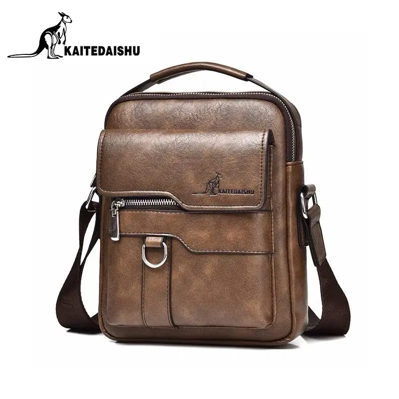 KAITEDAISHU Men's Casual Shoulder Bag Large Capacity Multifunctional PU Travel Crossbody Bag Waterproof Wear Resistant Versatile Fashion Bag for Everyday Use