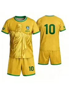 Brazil Soccer Jersey Set Custom Name Number, Youth & Adult Sizes, Unisex Football Kit Shirt Shorts, Football Jerseys, Uniform Soccer Sports Set