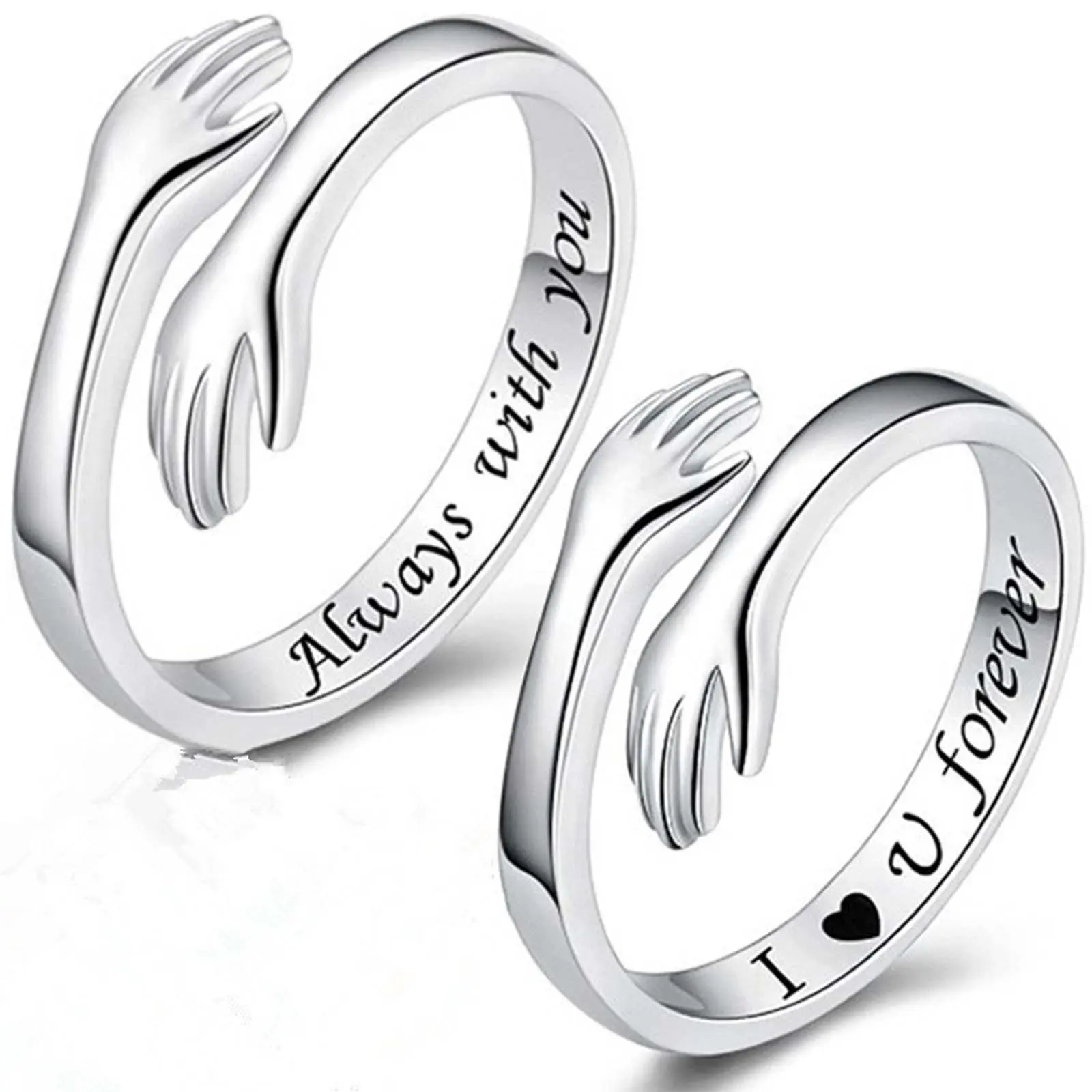 Hug opening adjustable ring for daughter, father and mother, suitable for daily gift giving to couples, always love you