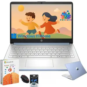 HP 14'' HD Student Business Laptop Computer | Up to 16GB RAM 256GB SSD |  Windows 11 Home | AI-Powered Intel N150 | Ultra Light | Webcam | Accessory Bundle