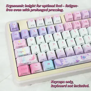 New Yore Ripple Theme Side-Engraved Translucent Keycaps, 120 Keys, CHERRY Profile, Double-Shot PBT Material, 5-Side Dye-Sublimation Technology, Wear-Resistant, Oil-Resistant, Personalized Mechanical Keyboard Keycaps, Computer Peripherals