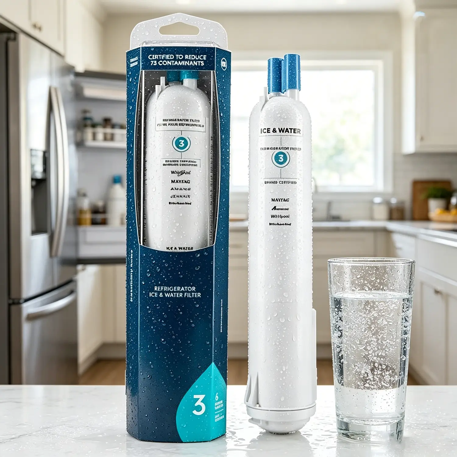 Replacement for Everydrop Filter 3, EDR3RXD1, 4396710, 4396841 Water Filter, Kenmore 46-9083, 46-9030 Refrigerator Water Filter,1 Pack, Compatible Filter