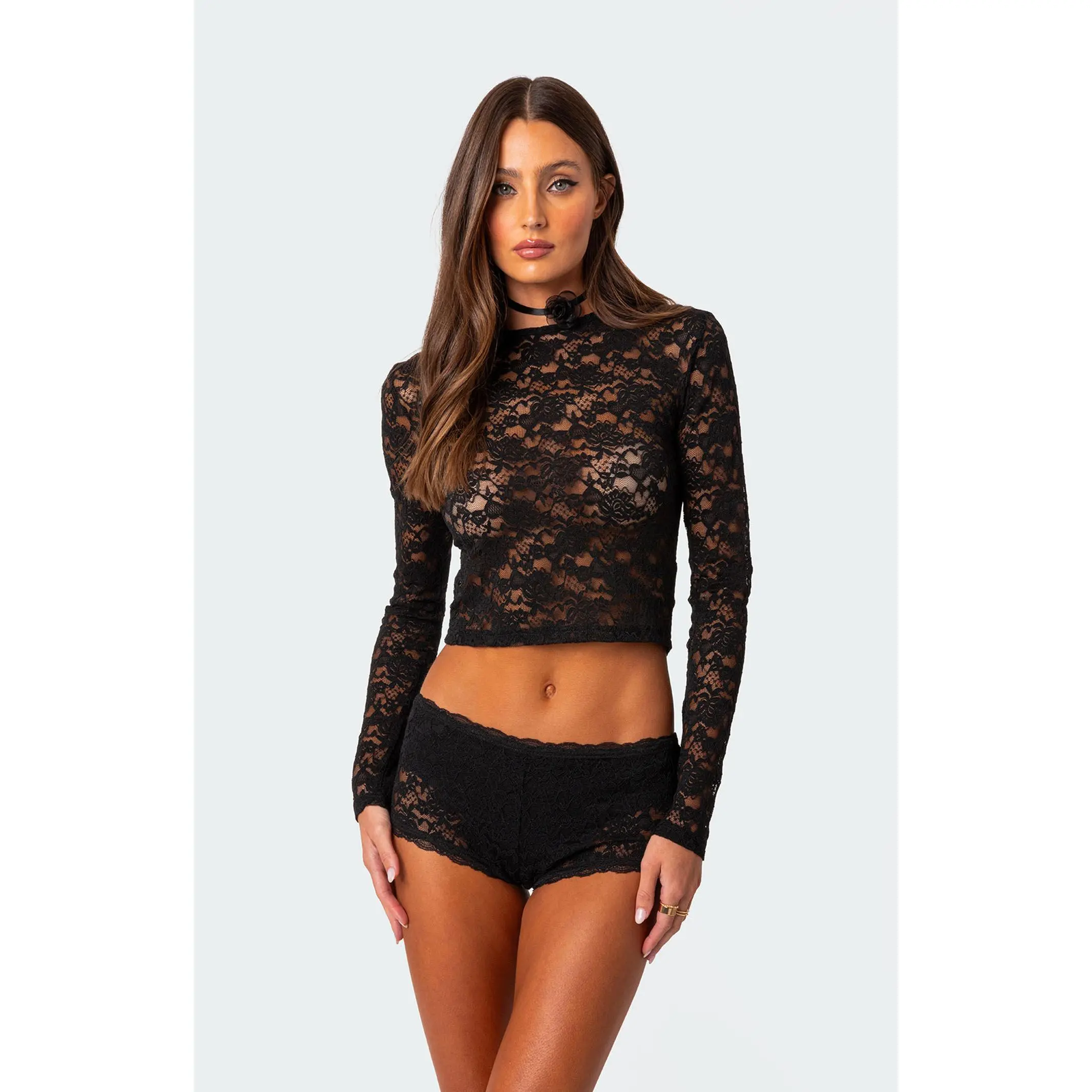Edikted Women's Estella Sheer Lace Top
