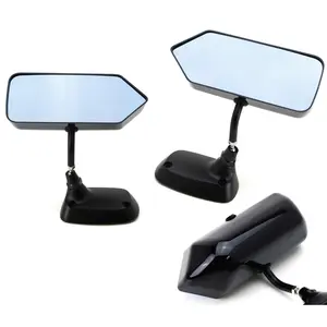 iJDMTOY Pair Black Cap Universal Side Mirrors w/Blue Glass For Acura Honda Mazda Subaru Toyota Nissan Scion, etc (Brackets Included)