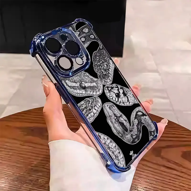 Python Gathers Amazon Tropical Jungle Style Pattern Mobile Phone Case for iPhone16 Girls 15/14/13/12/11 Light Luxury Xs Bare Metal Feel Pro Ultra-thin Max Plus Silicone Soft Drop-proof Shockproof Protection Boys Screen Protector Case 07X-L0327