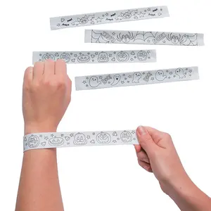 Bulk 48 Pc. Color Your Own Halloween Slap Bracelets
