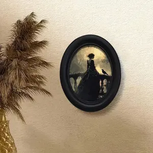 Vintage Art Style Gothic Dark Queen Raven Pet Pattern Wall Decor, Hanging Wall Art, Perfect for Halloween Christmas Thanksgiving Home Office Decoration, Artistic
