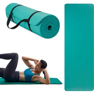 2/5" Thick (10mm) Yoga & Pilates, Fitness & Exercise Mat with Easy-Cinch Carrier Strap Cushion Support For Fitness and Gym Workouts
