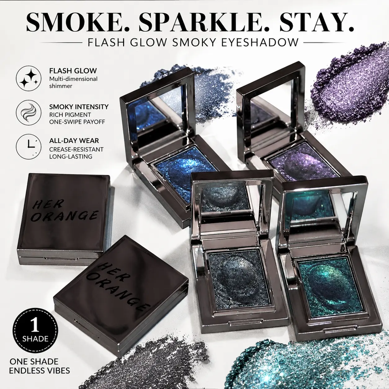 4-Piece Single Eyeshadows - Shimmer, Metallic & Matte Finishes | Highly Pigmented, Blendable & Waterproof with No Fallout | Creamy Formula for Everyday, Fall Festivals, Halloween Parties & Stage | Beginner-Friendly!