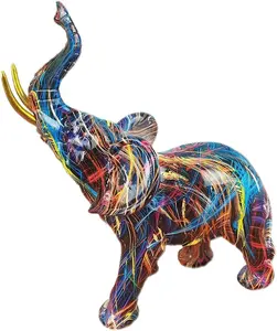 Elephant Decor Colorful Art Elephant FigurinesResin Colorful Elephant Statues  Decor, for Filling Space Decor in The Living Room, Bedroom, Kitchen, Office Desktop Decoration