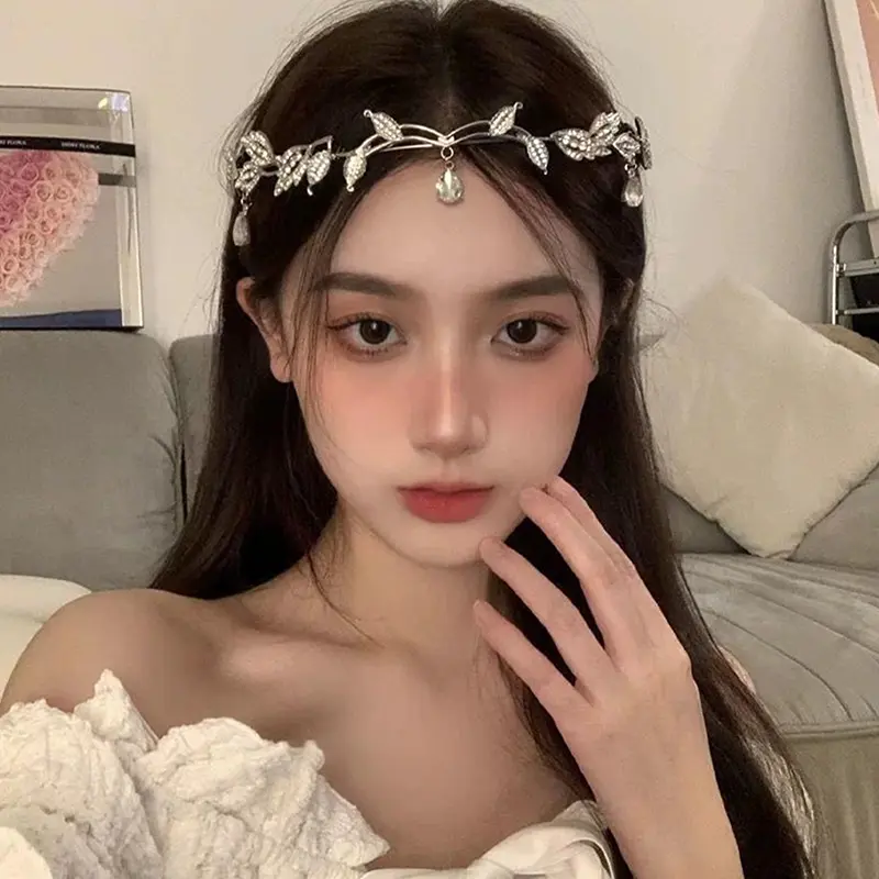 LUX-JELWEL - Sweet Wedding Headpiece Crystal Bridal Head Chain Hair Jewelry For Women Rhinestone Forehead Headband Accessories