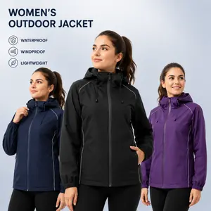 Women's Plus Size Hooded Jacket, Waterproof Windproof Casual Outdoor Coat for Daily & Hiking
