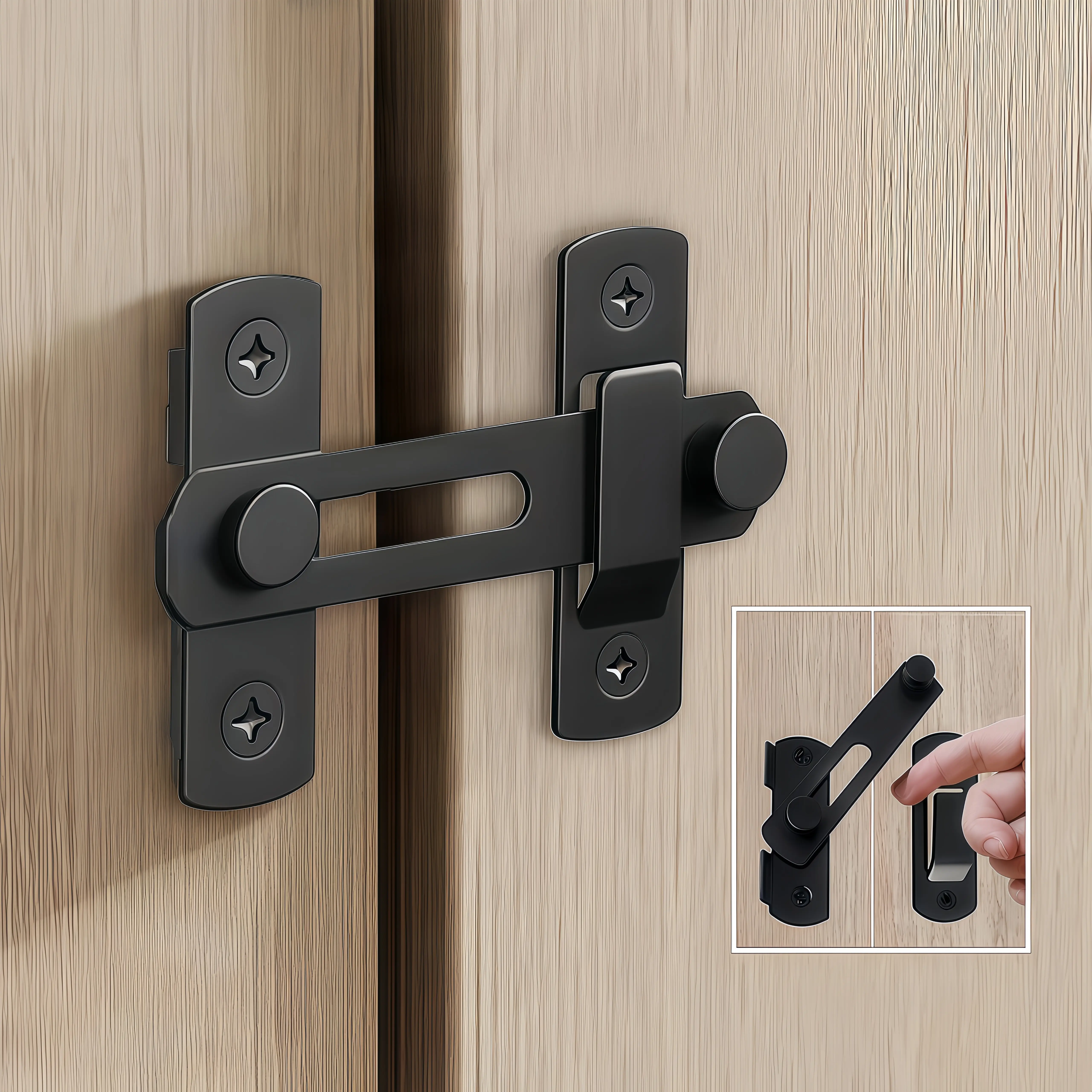 1pcs Stainless Steel Stable Door Lock -180 ° Flip Sliding Lock, Used for Garage, Bathroom And Outdoor Use, with Anti-theft Security, Durable And Easy to Install