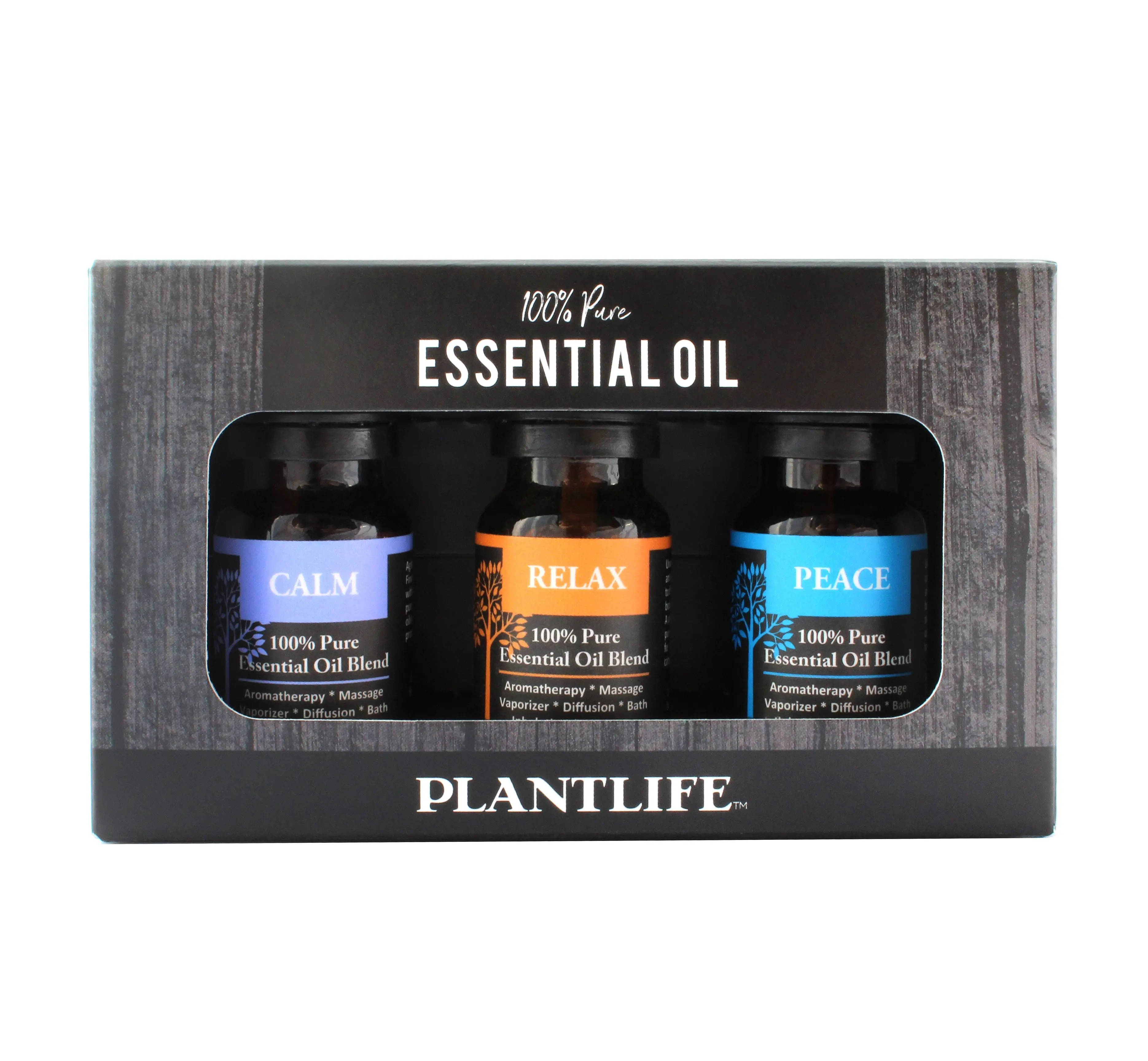 Plantlife Stress Relief Essential Oil 3 Pack – Calm, Relax & Peace Aromatherapy Set
