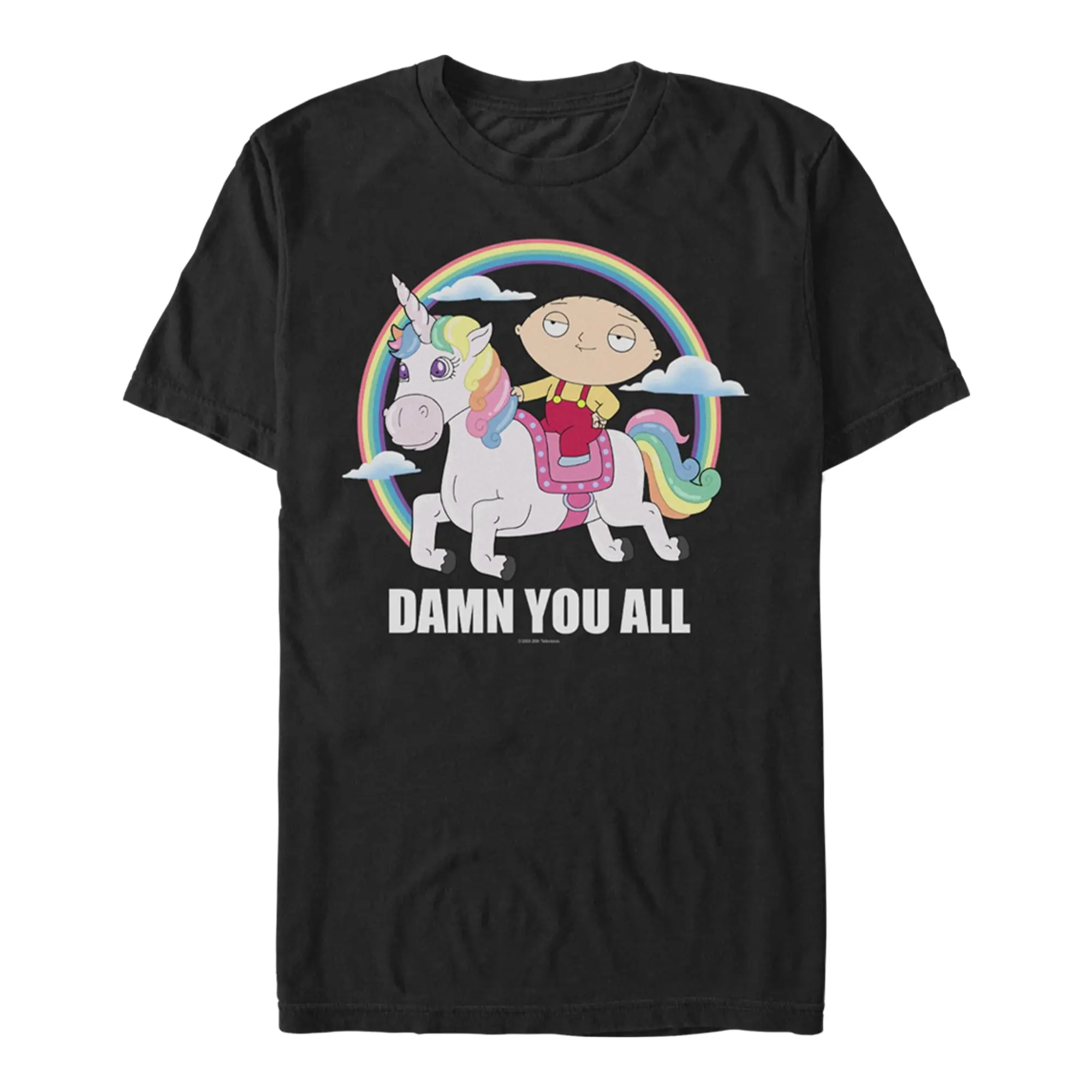 Menswear Comfy Multi-Colored Family Guy Stewie Unicorn Short-Sleeve Tee, Men's Casual T-Shirt