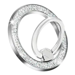 Magnetic Phone Ring for MagSafe Grip [Super Magnet] Stylish Twinkle Ring Holder Stand with, Mag Safe Accessory for iPhone 16/15/14/13 Pro Max Plus, Silver