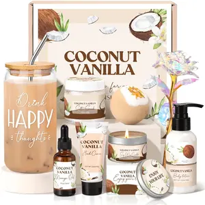 Spa Gift Baskets for Women, Vanilla Coconut Bath and Body Gifts Set for Women, Home Spa Self Care Gift, Relaxing Bath Set for Mom Wife Sister Friends Sister Girlfriend, Mother’s Day Thank You Gifts,valentines gift ideas valentine gifts