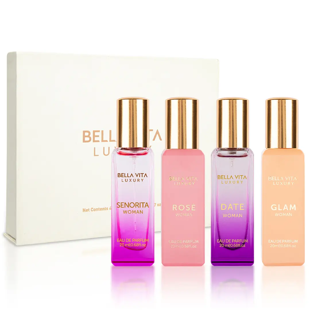 Luxury's Perfume Gift Set For Women | 4 Luxury Minis | Long Lasting |  Senorita, Rose, Date, Glam | Eau De Parfum | Portable Perfume Kit