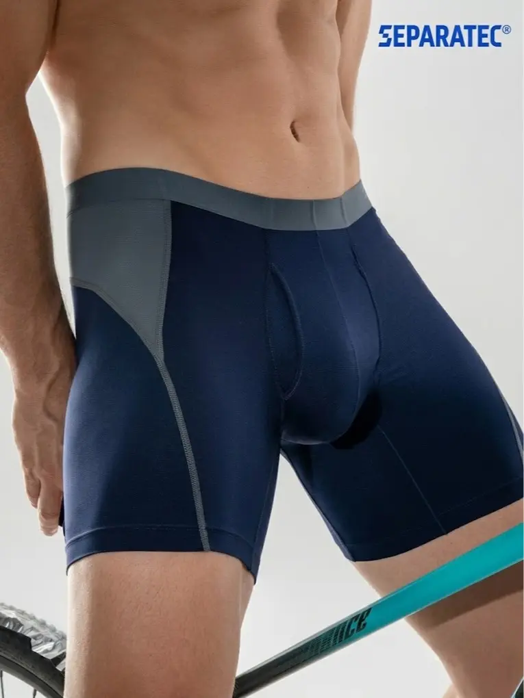 Separatec Men's 3-Pack Dry Fit Spandex Athletic Underwear - Polyamide Anti-Chafe Mid Waist Boxer Briefs with Separate Pouch, 6.5" Inseam, Breathable Stretch, Airflow Vent, Built for Climbing & Cycling, Surfing, Active Wear
