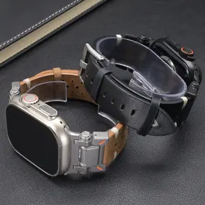 Men Leather Strap for Apple Watch Ultra 2 3 49mm  Luxury Genuine Leather Band for Series 11 10 9 8 7 6 5 4 SE 45mm 44mm 46mm Watchband