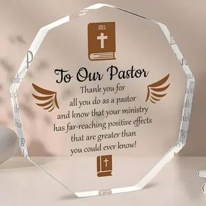 Acrylic Pastor Appreciation Gift, 1 Count Creative Letter Pattern Decorative Plaque, Desktop Ornament for Home Office Decor, Acrylic Plaque Sign